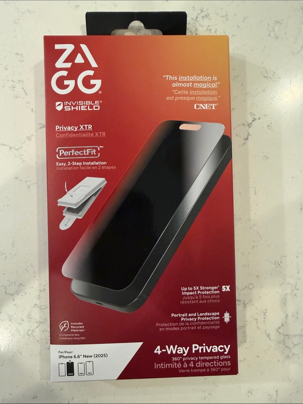 InvisibleShield Privacy XTR 4-Way Privacy Screen Protector - Black